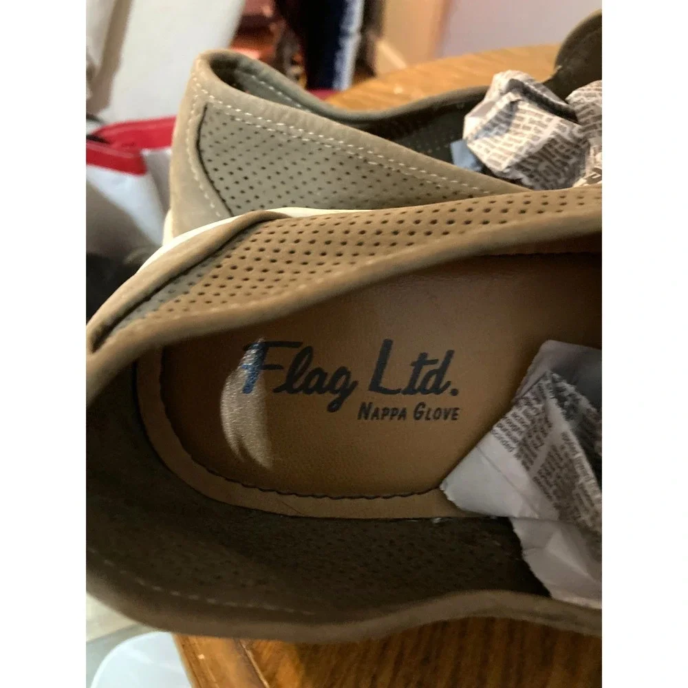 Flag Ltd Napa Glove Leather Slip‑On Loafer Men  13M Tan Perforated‎ Casual Shoe